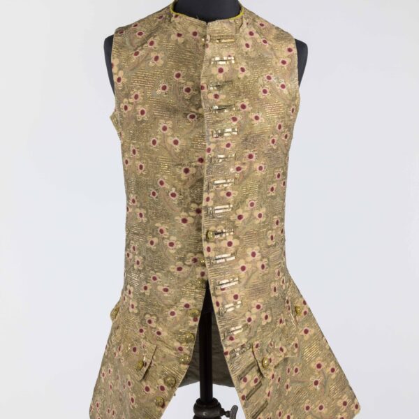 Gold with red flowers waistcoat belonging to Patrick Home of Paxton House